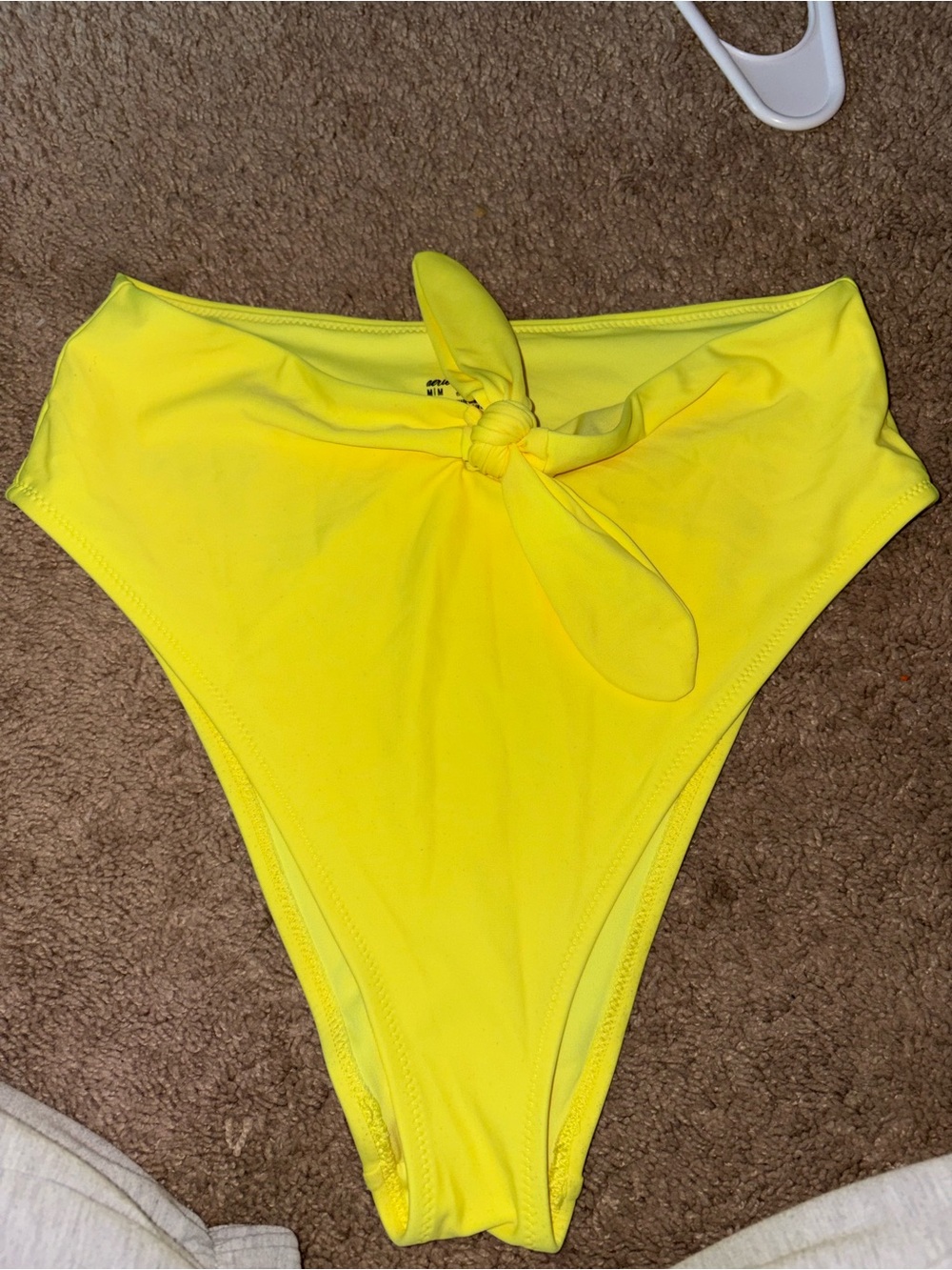 aerie Bright Yellow High-Waist Bikini Bottom with Front Knot